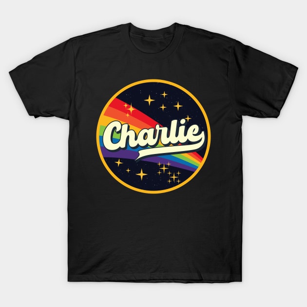 Charlie // Rainbow In Space Vintage Style T-Shirt by LMW Art